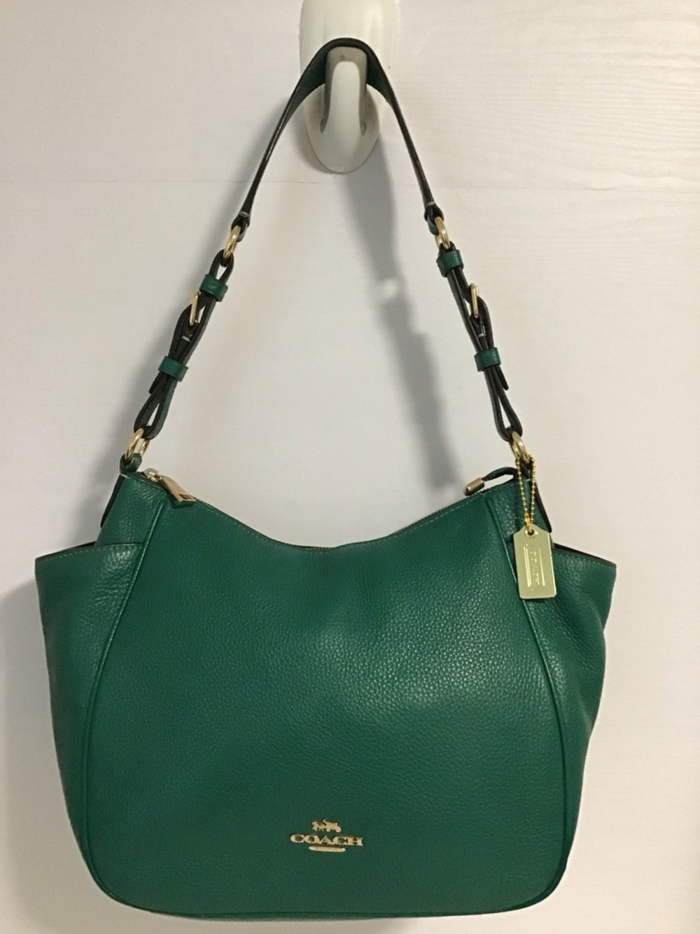Coach C2853 Rori Shoulder Bag Jade Green Pebbled Leather
